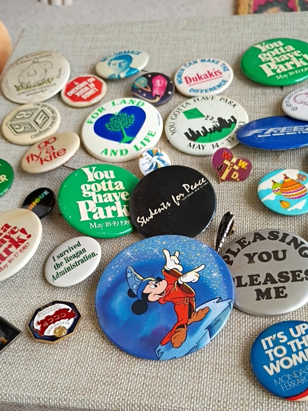 Vintage Disney Sorcerer Mickey Pinback Button - Blue